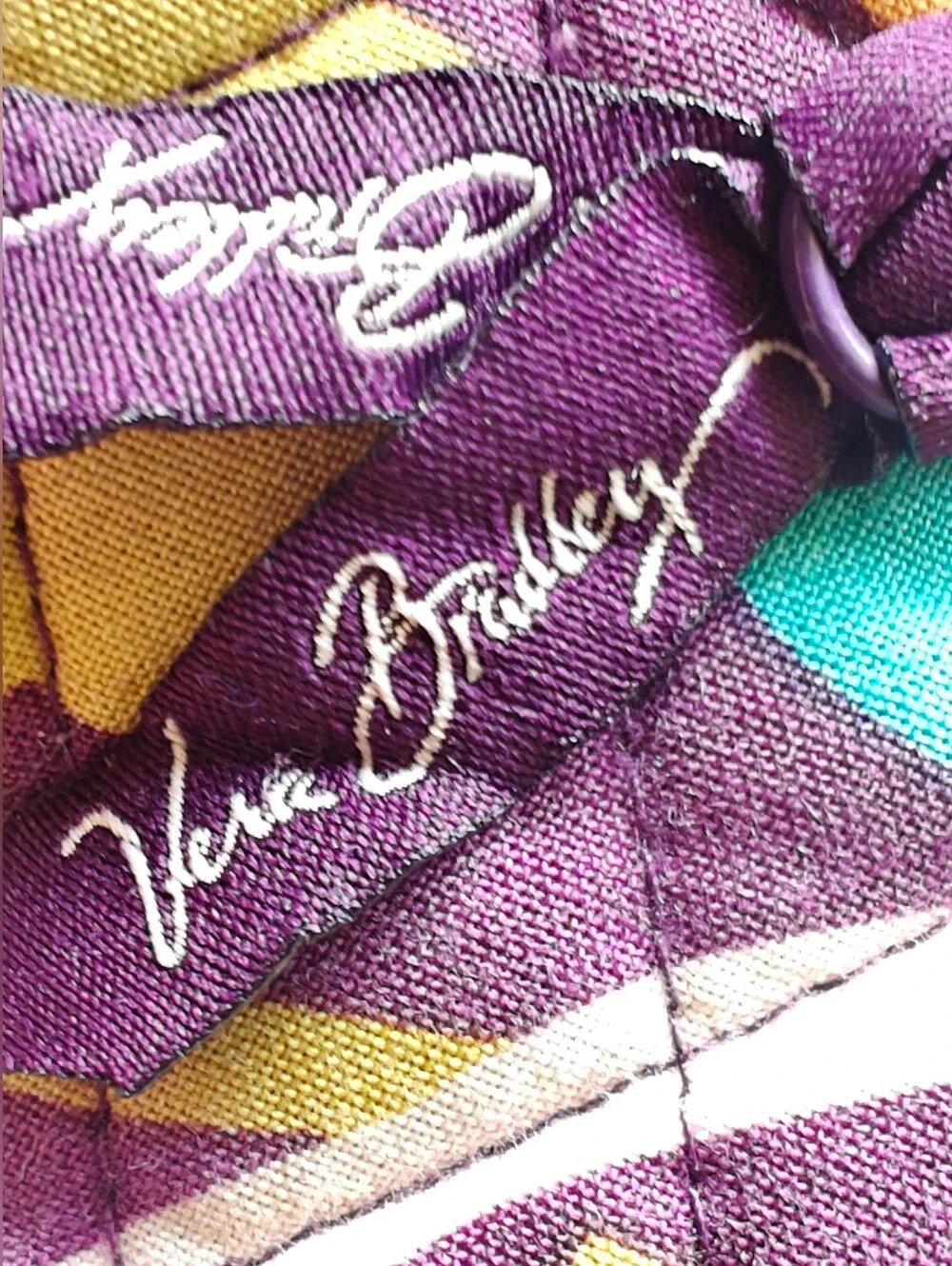 Quilted Cotton Tote Bag Vera Bradley Purple Paisley & floral Plum Crazy Pattern